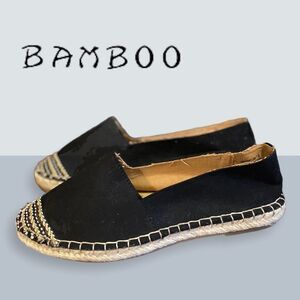 NWOT Bamboo Black Canvas Espadrille Loafers 7.5